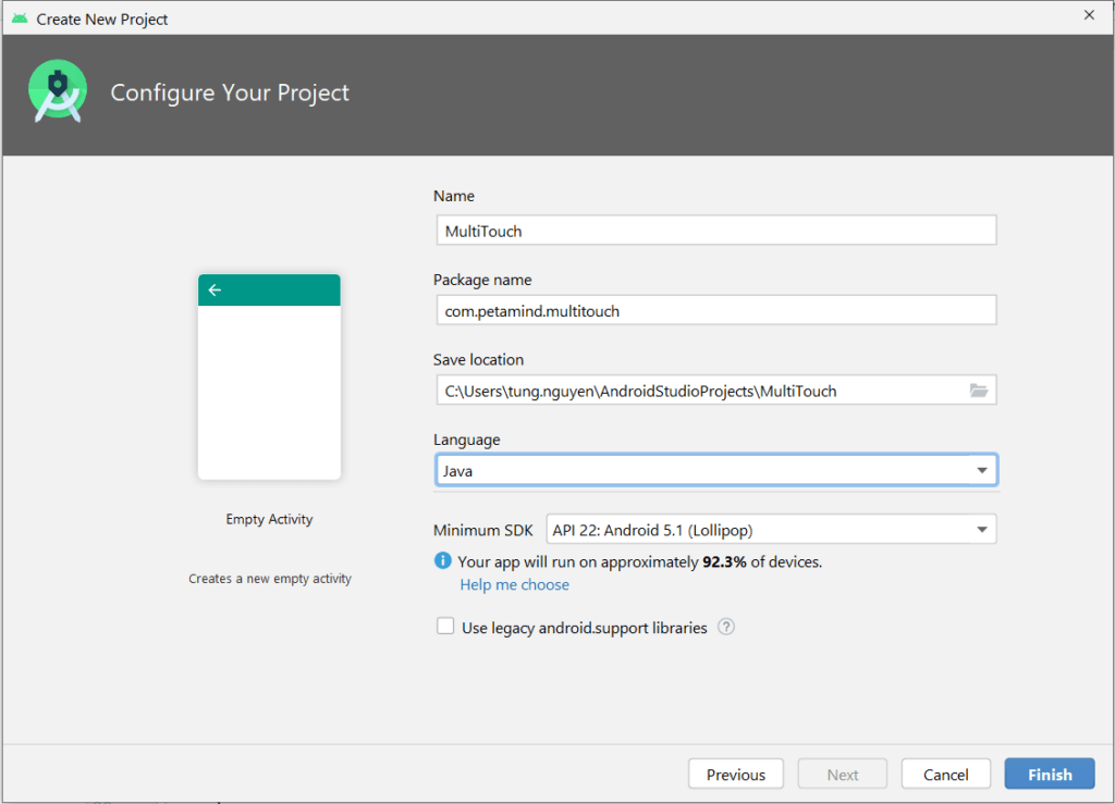 create new project android studio